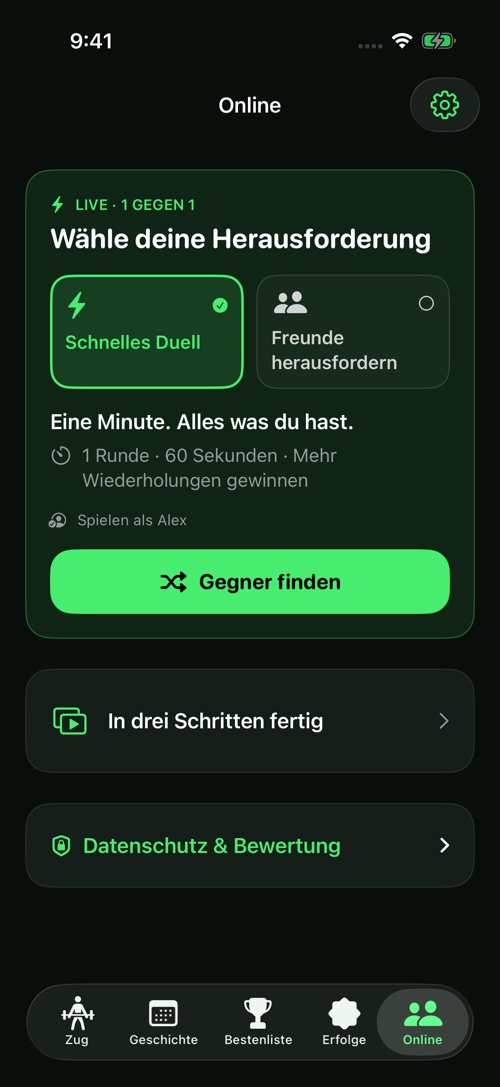 Eine Minute freundlicher Wettkampf