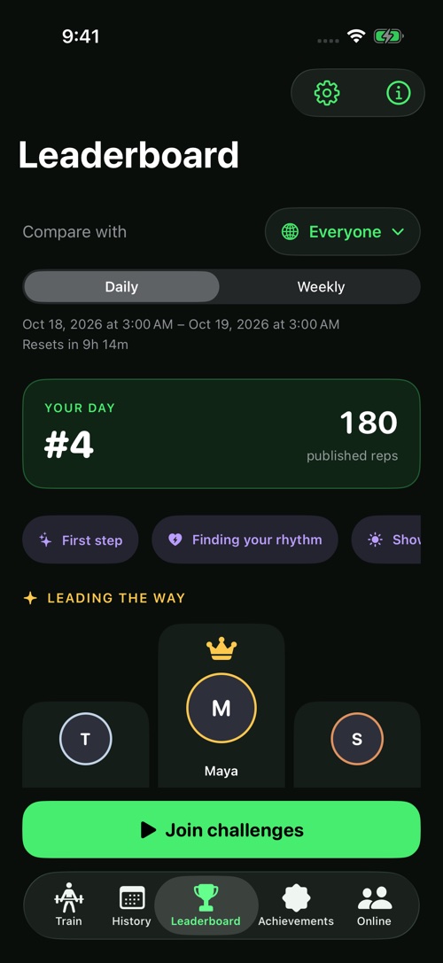 Explore daily and weekly leaderboards